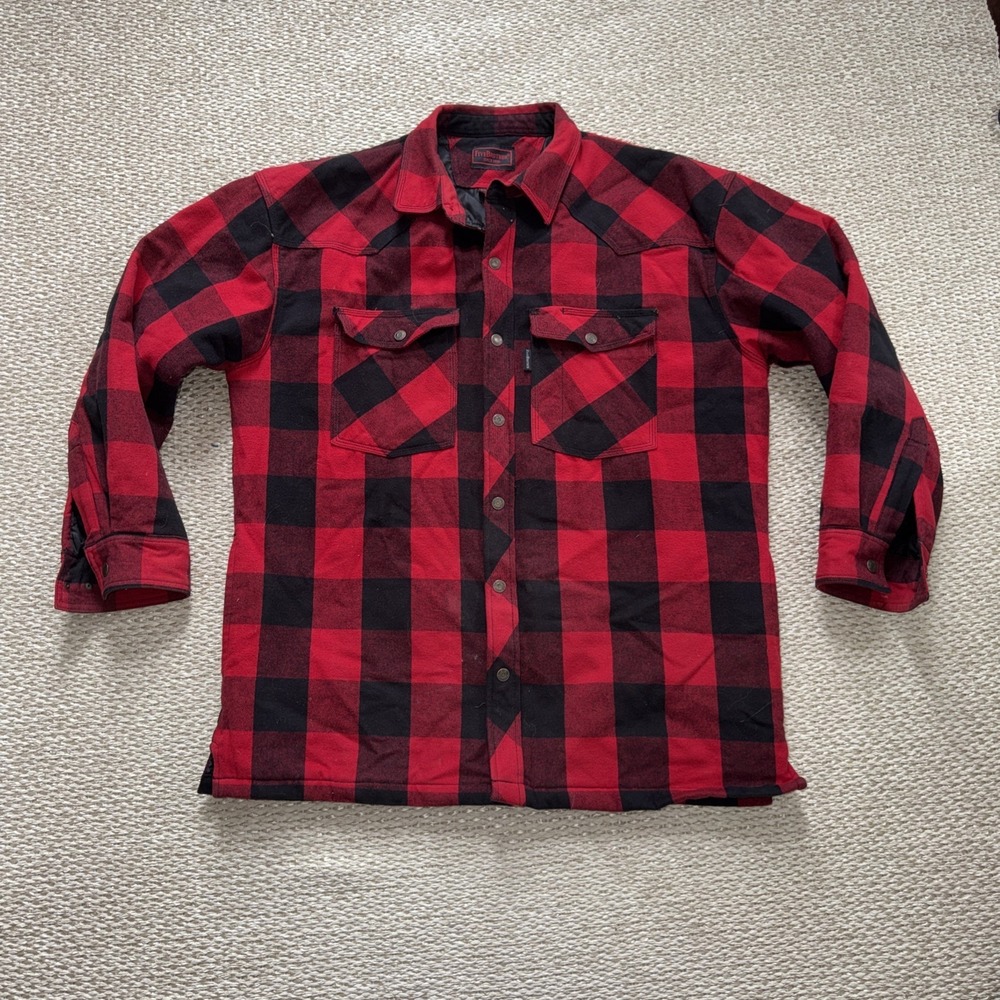 Five Brothers Quilted Flannel‎ Jacket: L, Red Buffalo Plaid
